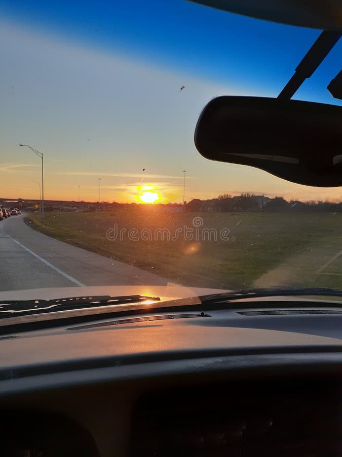 Dallas Texas Sunset Driving Down the Highway Stock Photo Image of