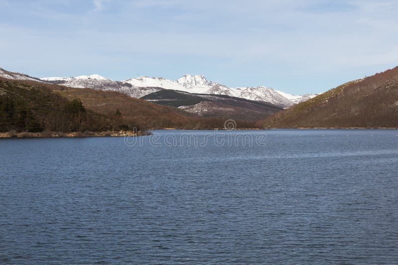 Dam between mountains Landscape with Snow