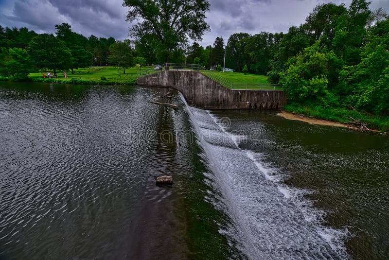 Dam and Spillway at Backbone Park on the Maquoketa River Stock Image