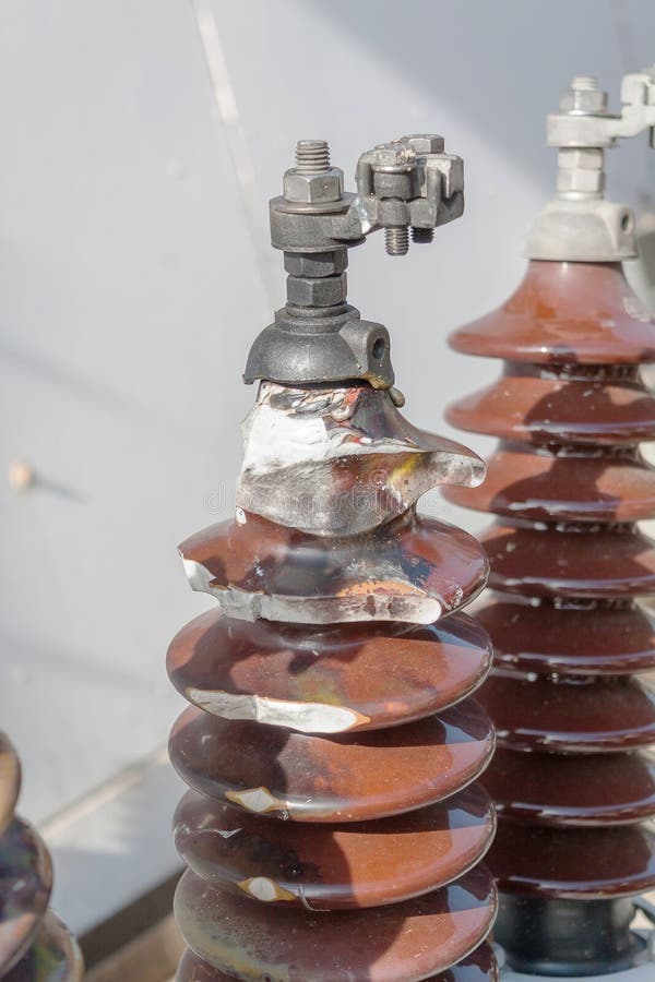 Porcelain Insulator Damaged Stock Photo Image of black, damaged 80893088