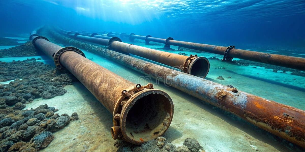 Underwater Cables Stretch Across a Rocky Seabed in a Dim Environment Stock Photo - Image of murky, deep: 370086688