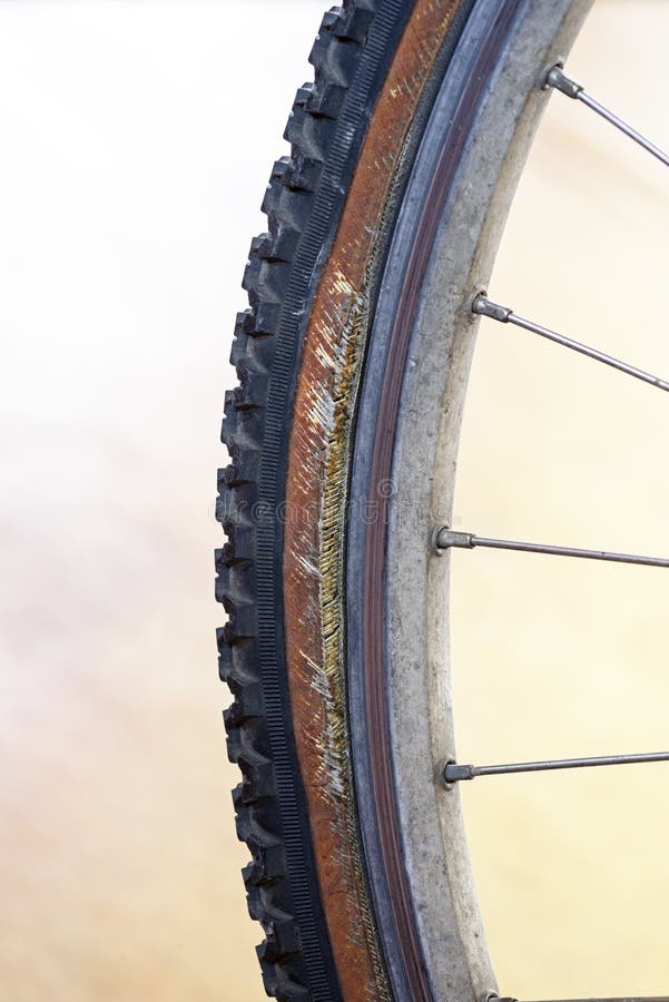Damaged Bicycle Tire stock image. Image of pressure 179883973