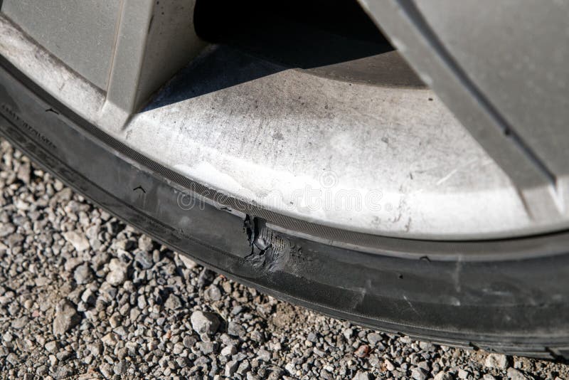 Damaged car tyre stock photo. Image of tire, used, auto 141152418
