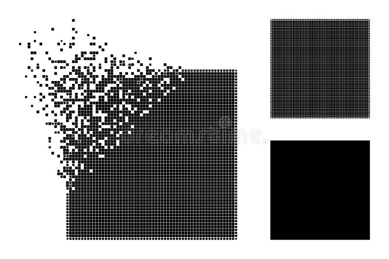 Damaged Pixel Square Icon with Halftone Version stock illustration