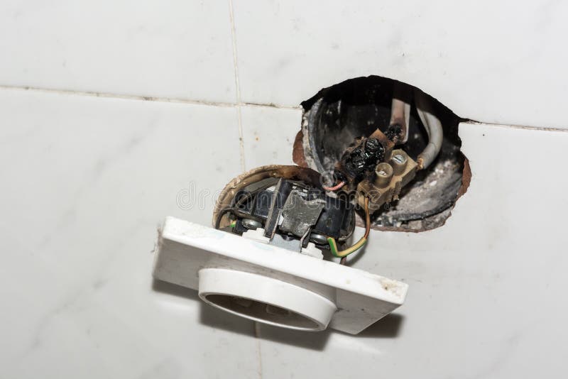 Damaged electrical socket stock photo. Image of potential 41730192