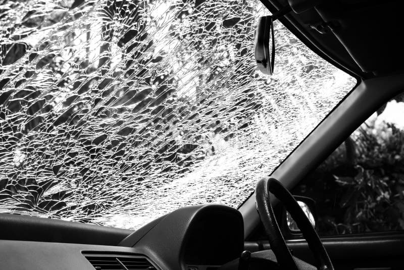 Damaged Glass (car Windshield) Inside Car Stock Image Image of wreck