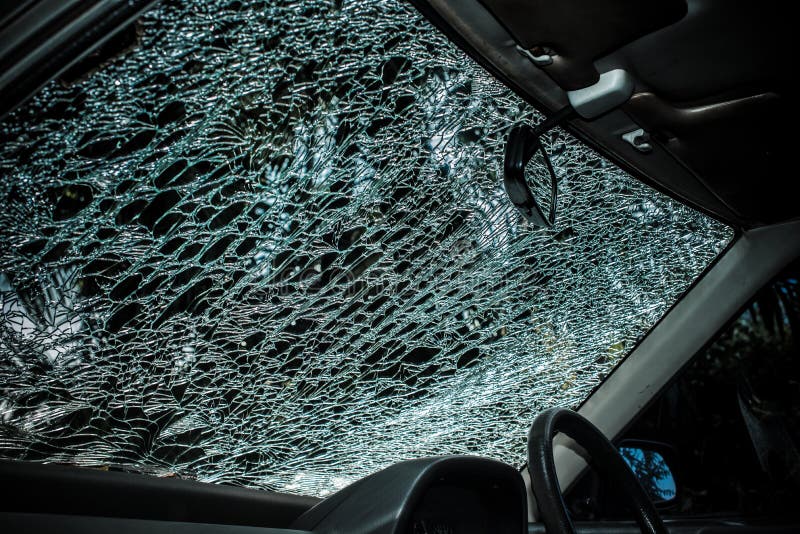 Damaged Glass (car Windshield) Inside Car Stock Image Image of broken