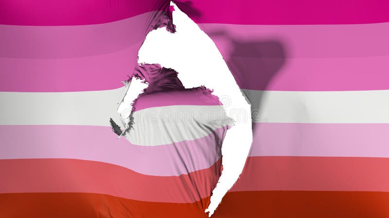 Damaged Lesbian pride flag. 
