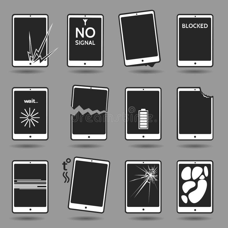 Damaged mobile phone set royalty free illustration