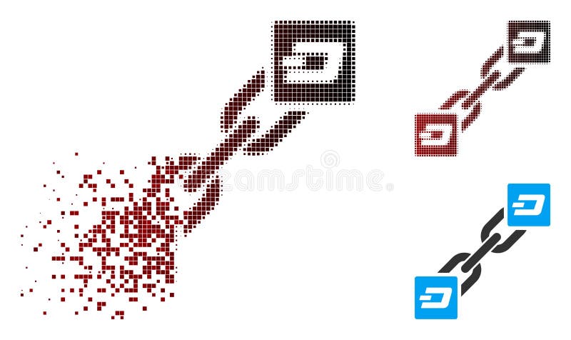 Damaged Pixel Halftone Dash Blockchain Icon vector illustration Damaged Pixel Halftone Dash Blockchain Icon vector illustration