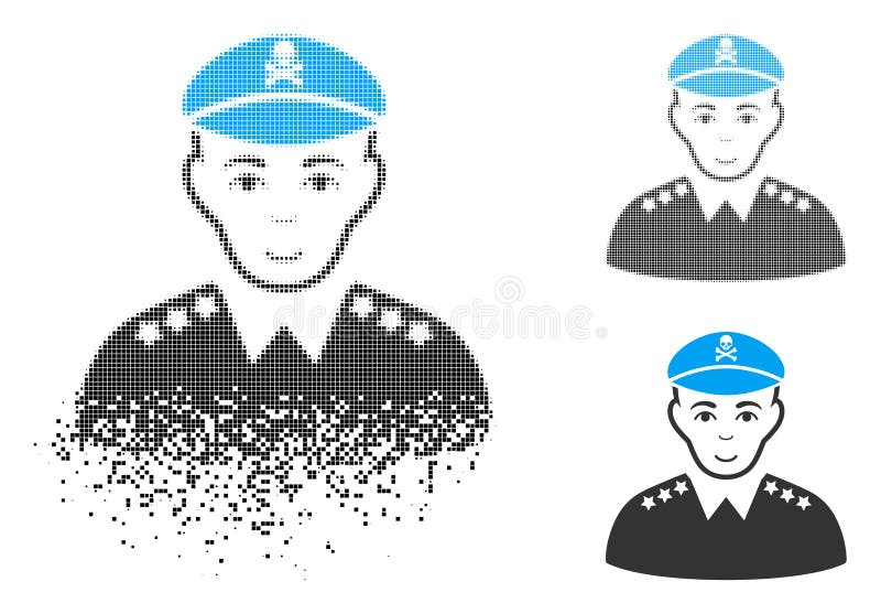 Damaged Pixel Halftone Evil Army General Icon with Face royalty free illustration