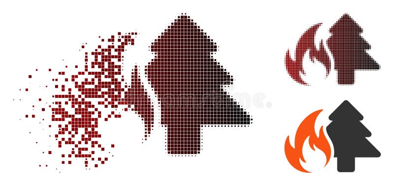Damaged Pixel Halftone Forest Fire Icon royalty free illustration Damaged Pixel Halftone Forest Fire Icon royalty free illustration
