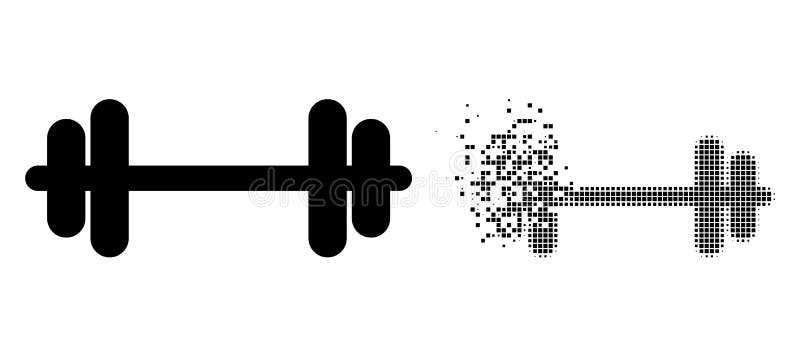 Damaged Pixel and Original Barbell Icon stock illustration