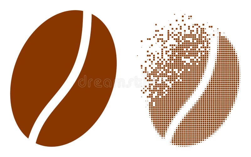 Damaged Pixel and Original Coffee Bean Icon royalty free illustration
