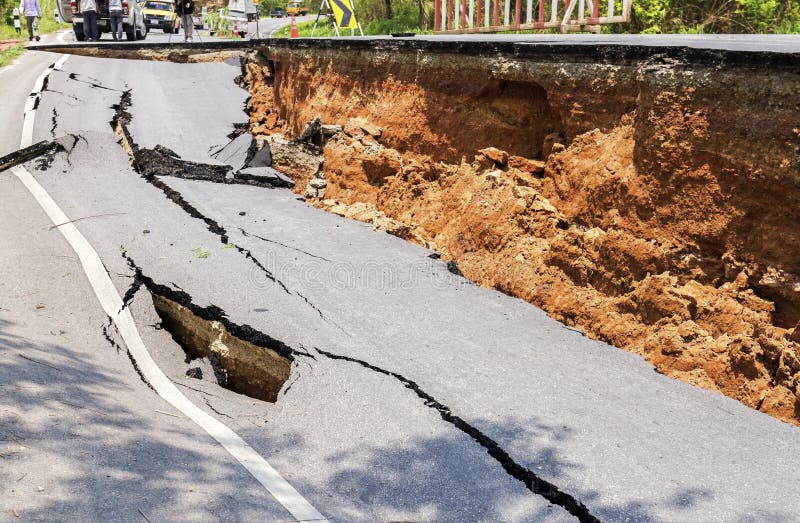 Cracked road after earthquake at Chiang Rai Province, Thailand. Cracked road after earthquake at Chiang Rai Province, Thailand