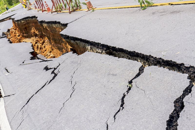 Cracked road after earthquake at Chiang Rai Province, Thailand. Cracked road after earthquake at Chiang Rai Province, Thailand