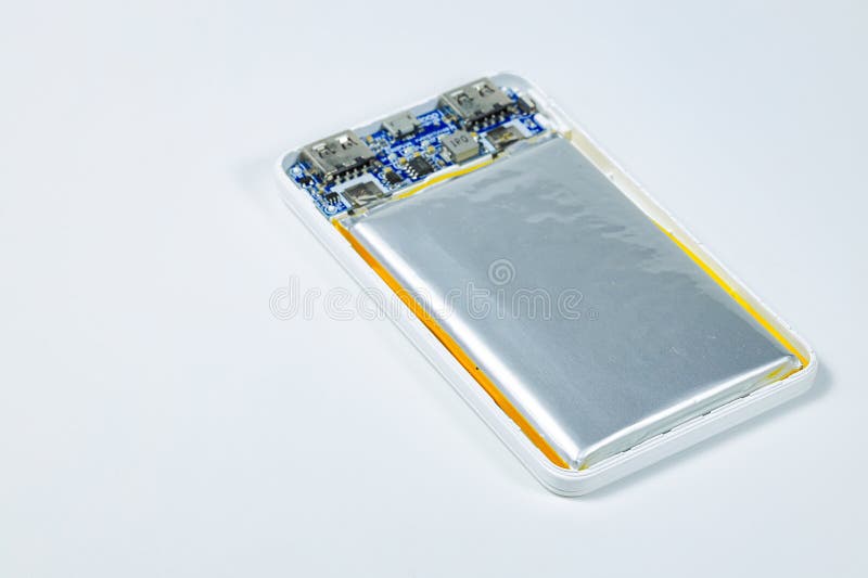 Damaged swollen Lithium polymer, Li-ion batteries for mobile device. royalty free stock image