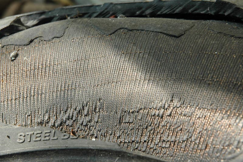 Damaged Car Tyre with First Aid Plaster Stock Photo Image of