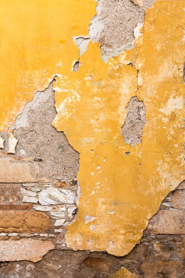 Damaged Wall, with Cracked and Peeling Surface Closeup, Background