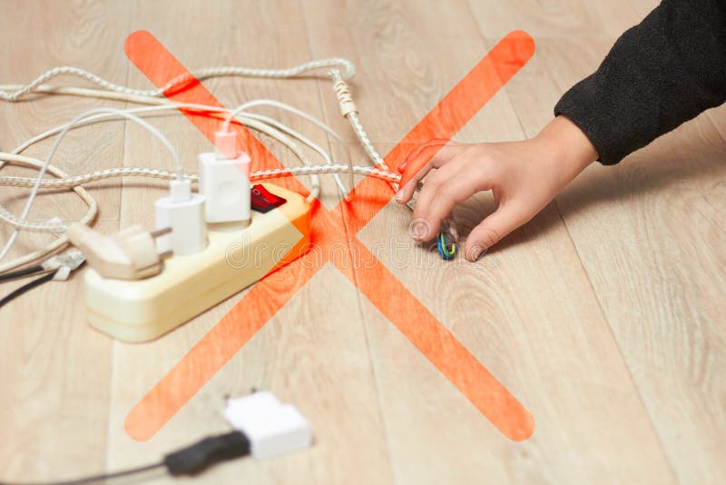 Damaged wire is not a toy for children life-threatening stop. Damaged extension cord stock images, royalty-free photos and pictures
