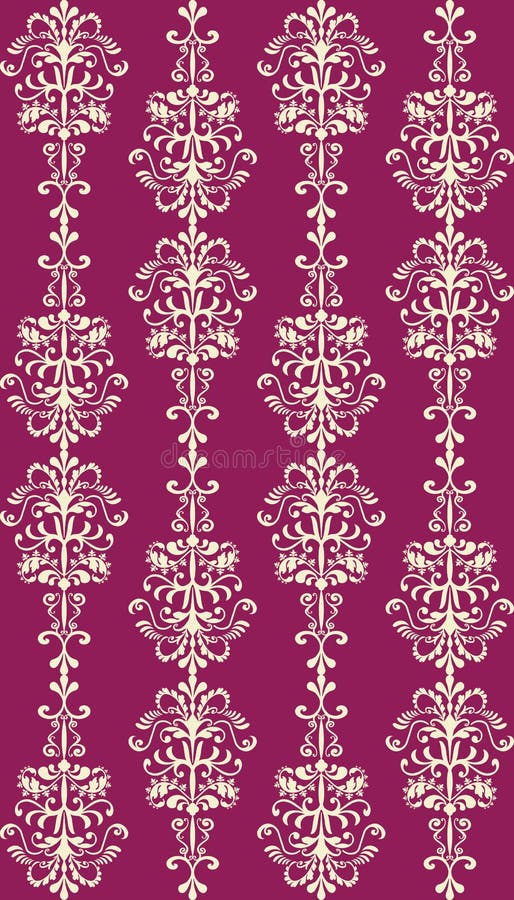 An opulent rich seamless damask pattern in creamy white on a fuschia pink background (engagements and weddings, wrapping paper and wallpaper). An opulent rich seamless damask pattern in creamy white on a fuschia pink background (engagements and weddings, wrapping paper and wallpaper).