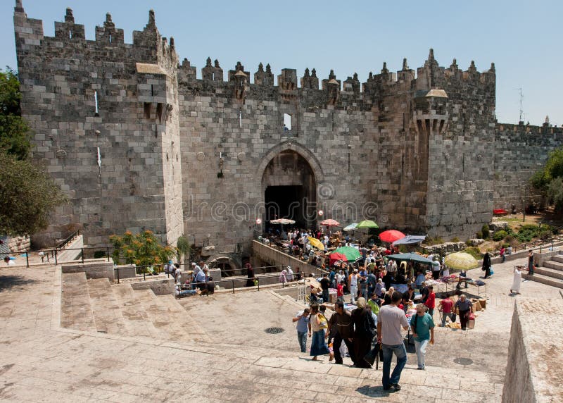 Damascus Gate in Jerusalem editorial stock image. Image of history