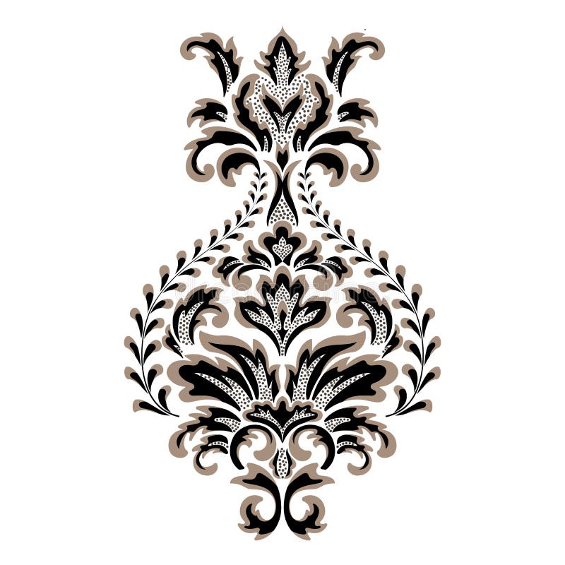 Damask Central Element Isolated. Vector Damask Illustration. Stock