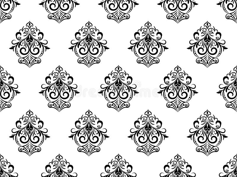Black and White Digital Paper Damask Floral Digital Paper 