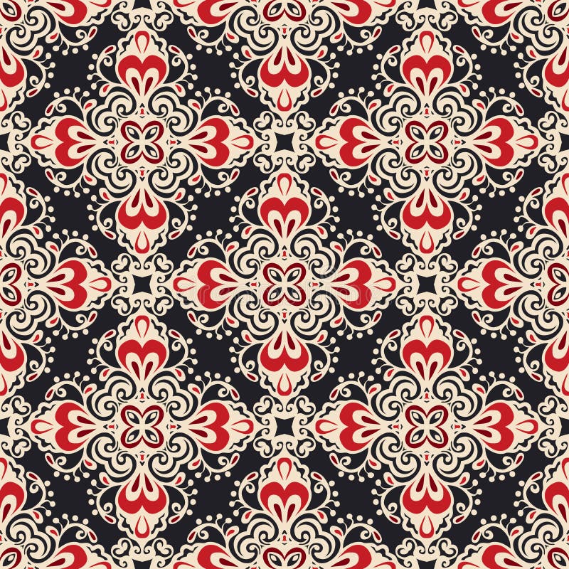 Damask seamless ornamental motif vector pattern