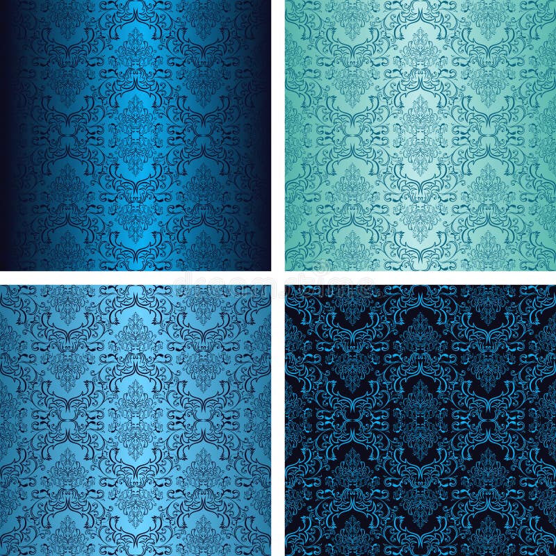 Damask seamless wallpapers in four variants - shad