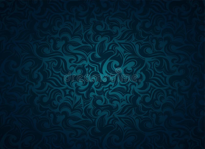 Damask Vintage Dark Cyan, Blue Background Stock Vector - Illustration of  invitation, luxury: 163176836