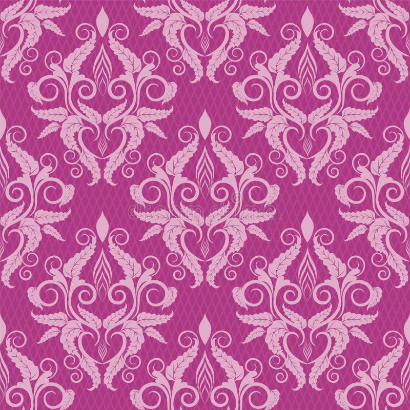Purple Seamless Flower Damask Background Stock Illustration
