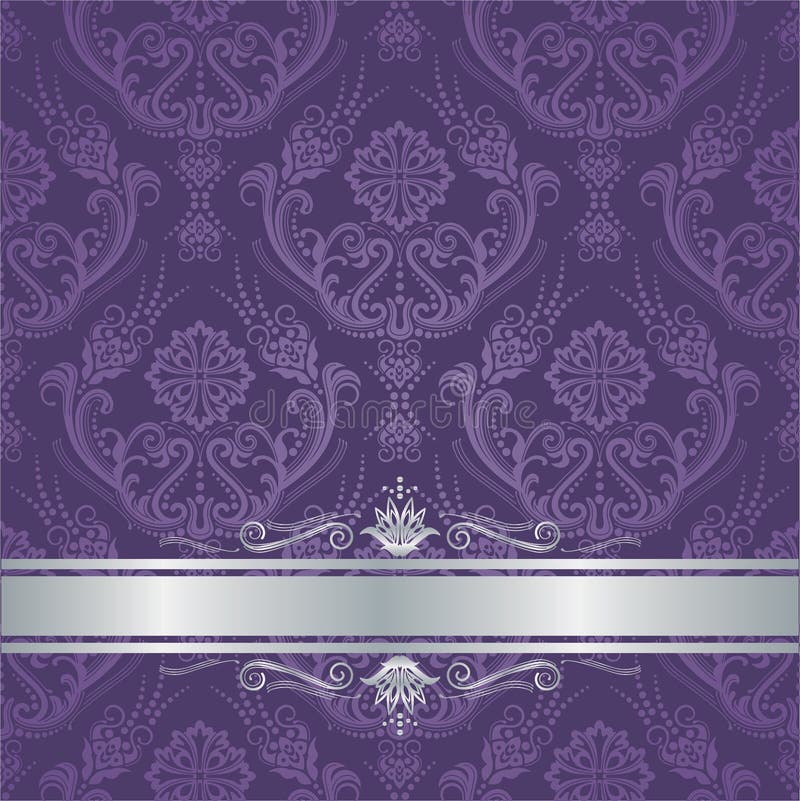 Damask πολυτέλειας πορφυρά floral ασημένια σύνορα κάλυψης ελεύθερη απεικόνιση δικαιώματος Damask πολυτέλειας πορφυρά floral ασημένια σύνορα κάλυψης ελεύθερη απεικόνιση δικαιώματος