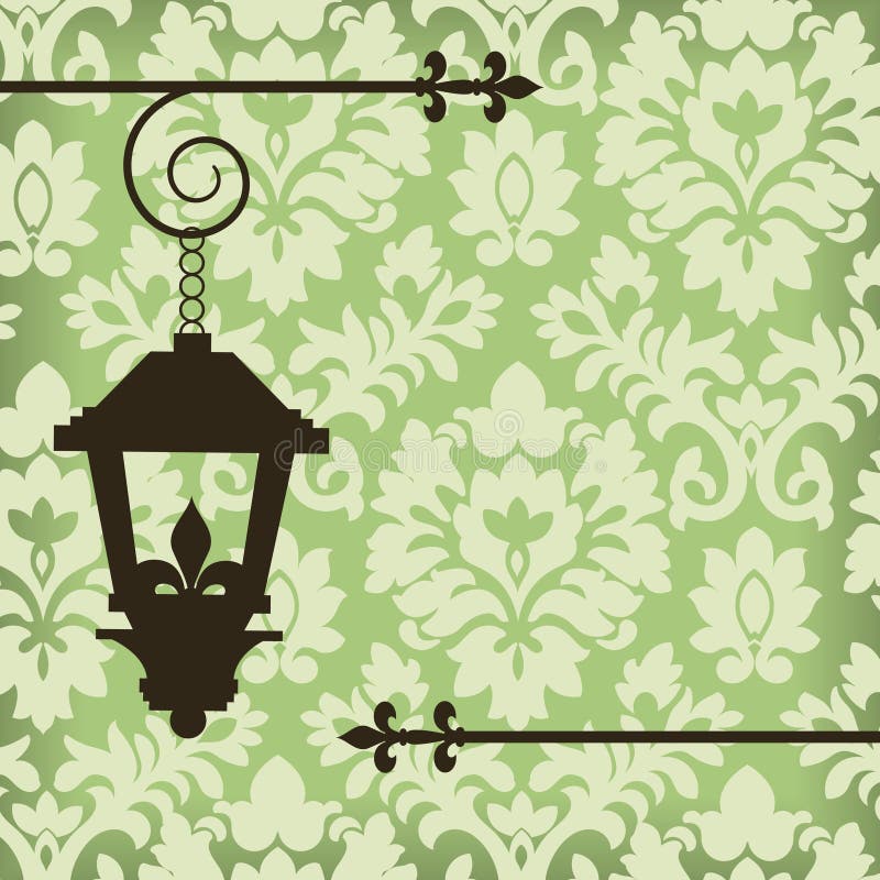 Damast met uitstekende lamp royalty-vrije illustratie Damast met uitstekende lamp royalty-vrije illustratie