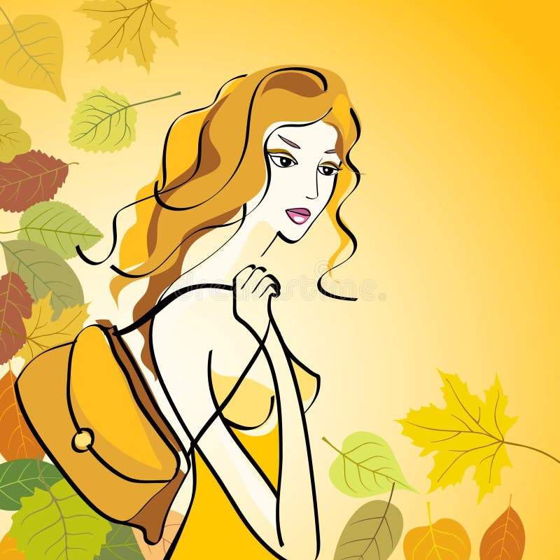 Dame Fall. vector illustratie Dame Fall. vector illustratie