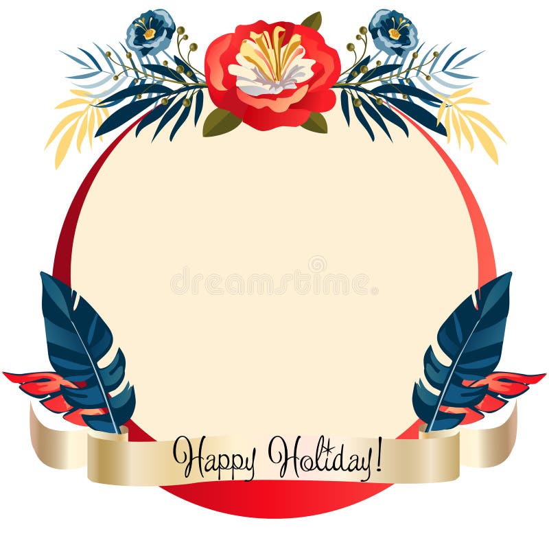Dammprydnadschristmas, tropiska blommor och exotiska fåglar, trendformande element för semestersemester royaltyfri illustrationer