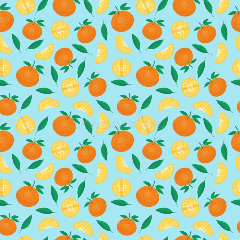 Cartoon fresh fruits in flat style. mandarin seamless pattern. Fruits seamless patterns food summer design wallpaper . Cartoon fresh fruits in flat style. mandarin seamless pattern. Fruits seamless patterns food summer design wallpaper .