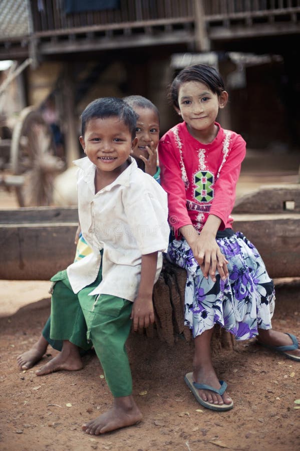Burmese Girl in School Uniform, Danaka Paste Editorial Photo Image of
