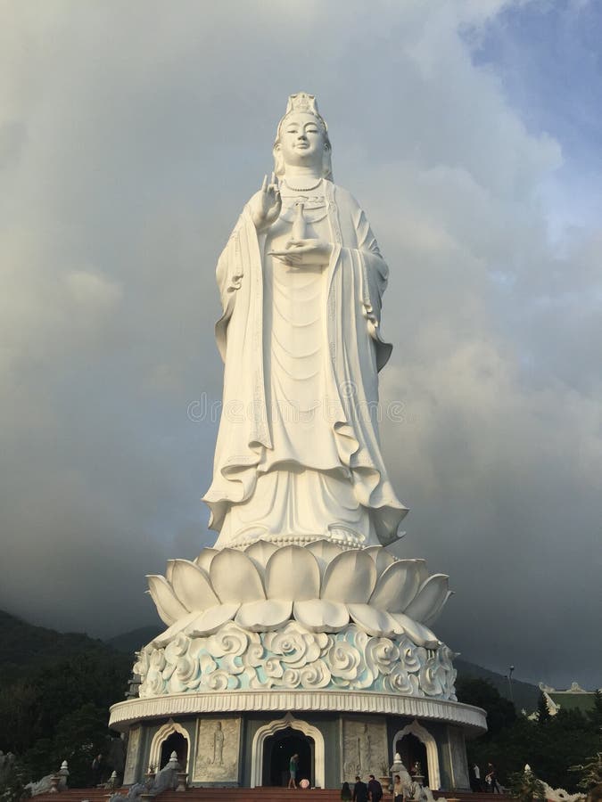 Guan Yin Statue Monument of Macau in the Late Evening with Golden Sunlight Editorial Image