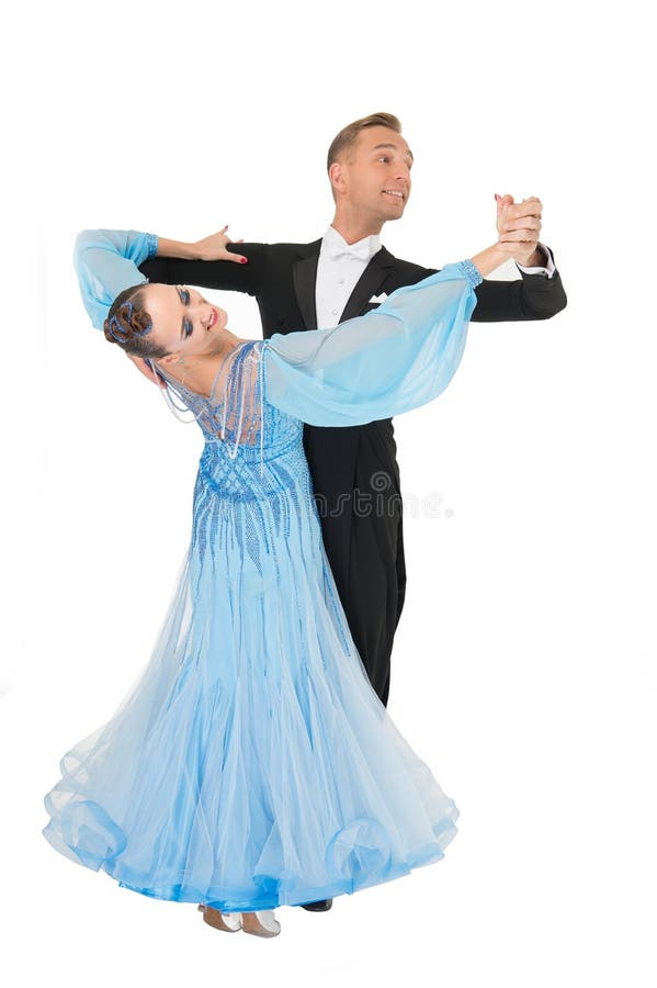 Ballrom Dance Couple in a Dance Pose Isolated on Black Background Stock ...