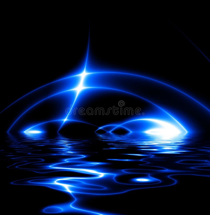 Dance of Blue Lights over water.