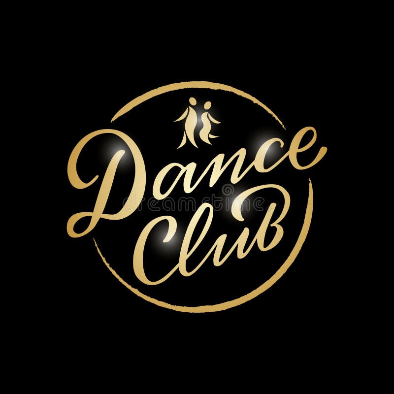 Dance club golden emblem in a circle
