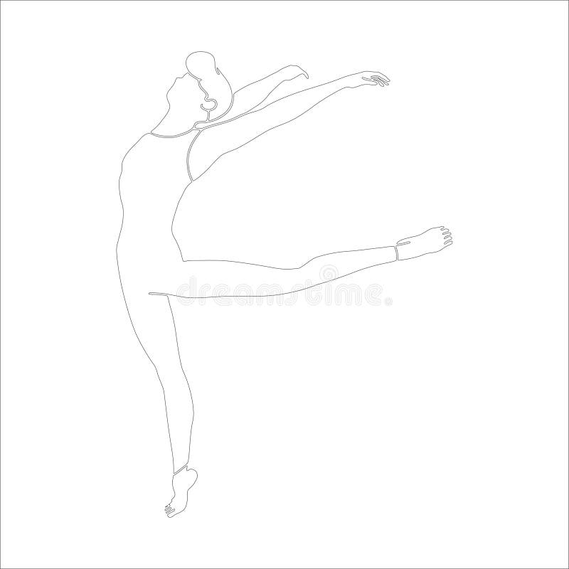 Dance Pose Character Outline Illustration on White Background Stock ...