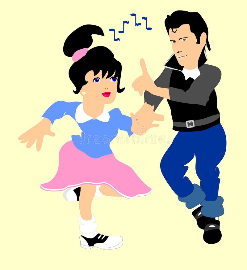 Boy and girl doing the jitter bug to 50's rock n' roll. Boy and girl doing the jitter bug to 50's rock n' roll..