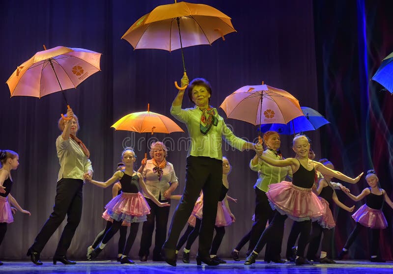 Dance with umbrellas editorial photo. Image of aerobics 85553221