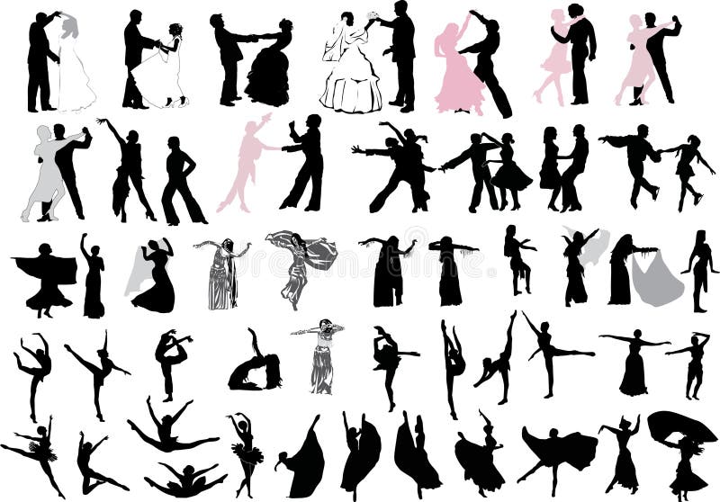 Dancer silhouettes large set stock illustration Dancer silhouettes large set stock illustration