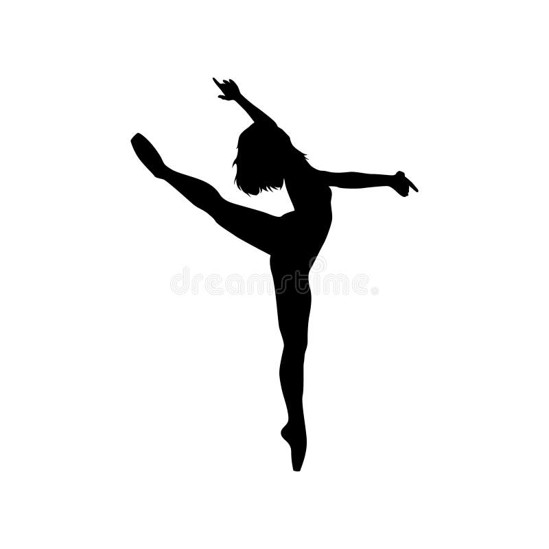 Dancer Woman Silhouette Vector Illustration Black and White Stock ...