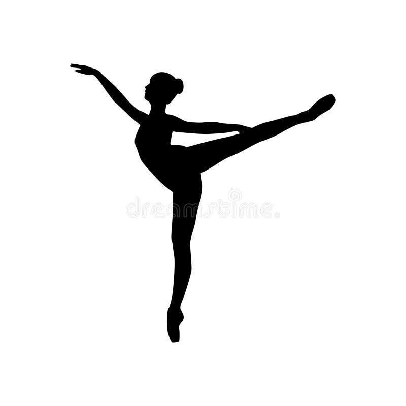 Dancer Woman Silhouette Vector Illustration Black and White Stock ...