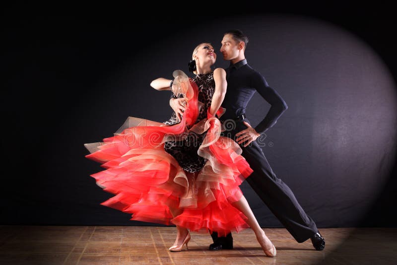 Dancers in Ballroom Isolated on Black Background Stock Photo - Image of ...