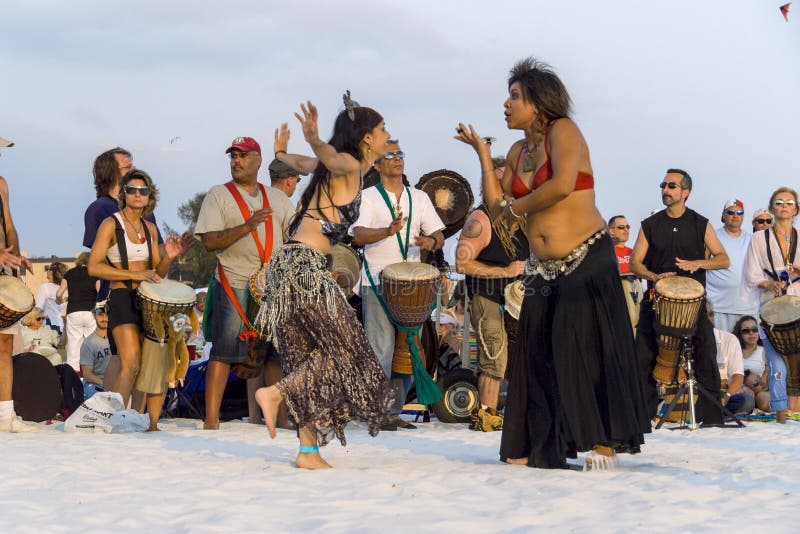 Dancers at Beach Drum Circle Editorial Stock Image Image of waters